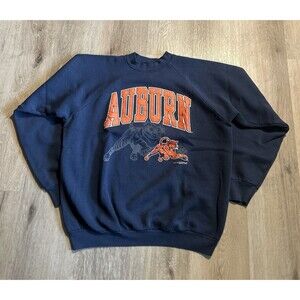 Vintage 90s Auburn University Sweatshirt Mens XL Blue Pullover Fruit Of The Loom